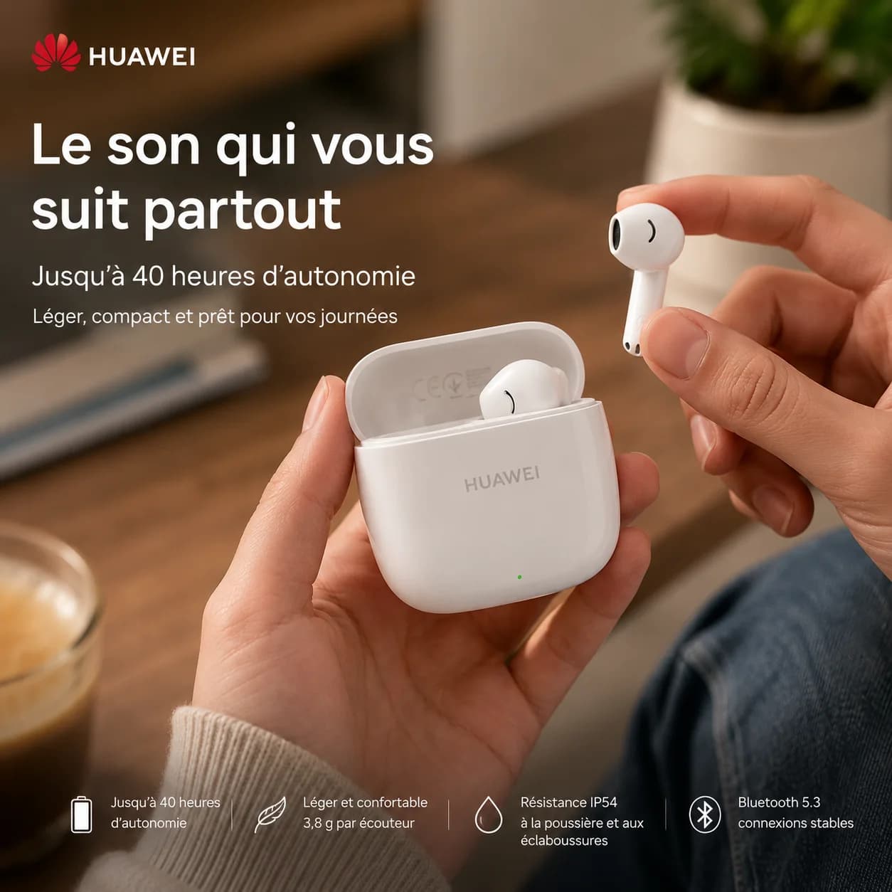 سماعات HUAWEI FreeBuds SE 2 — سماعات لاسلكية بلوتوث 5.3، بطارية 40 ساعة، مقاومة IP54