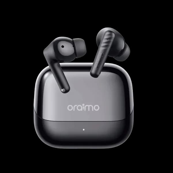 سماعات Oraimo SpaceBuds Neo+ — سماعات لاسلكية بخاصية ANC، صوت محيطي Spatial Audio Sound360، بلوتوث 5.4، أسود