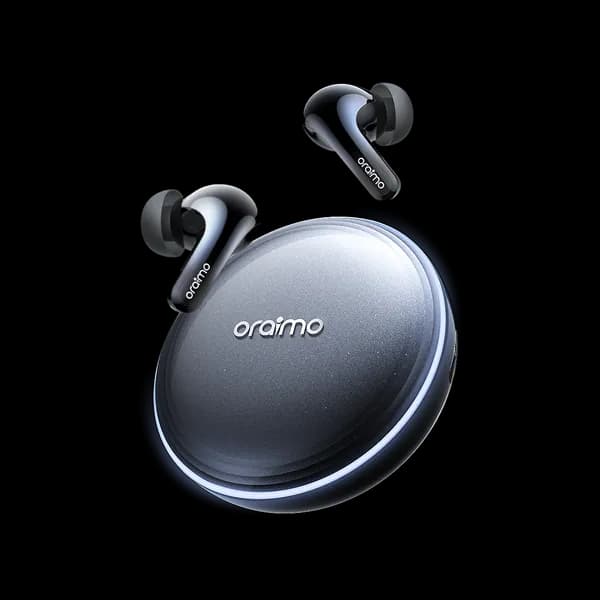 سماعات Oraimo SpaceBuds 2 — سماعات لاسلكية ANC 52 ديسيبل، بلوتوث 6.0، 45 ساعة، ترجمة AI، باحث ذكي