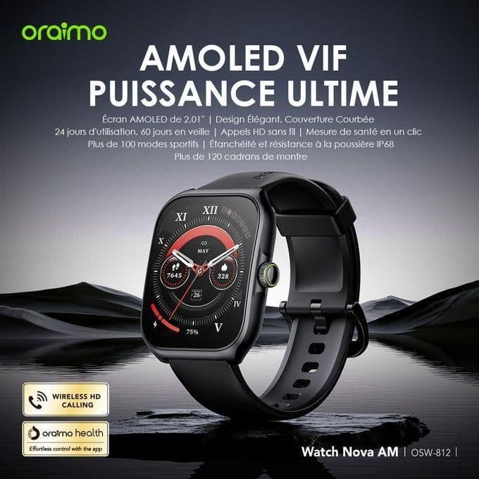 ساعة Oraimo Watch Nova AM الذكية – شاشة AMOLED مقاس 2.01 بوصة ومكالمات