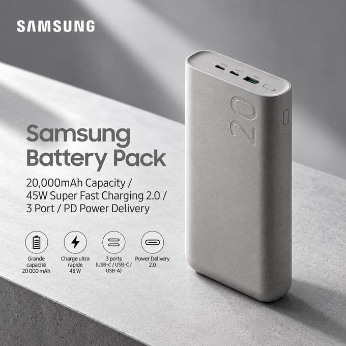 Samsung Battery Pack 20 000mAh 45W — Batterie externe USB-C