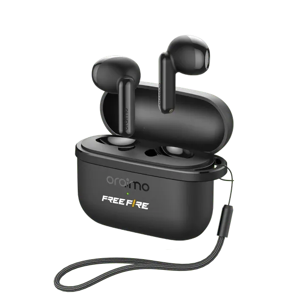 سماعات Oraimo SpaceBuds Air Free Fire — سماعات لاسلكية TWS، بلوتوث 5.4، 38 ساعة، باحث ذكي Smart Finder، مقاومة IPX4، أسود ORAIMO — MRTECH المغرب