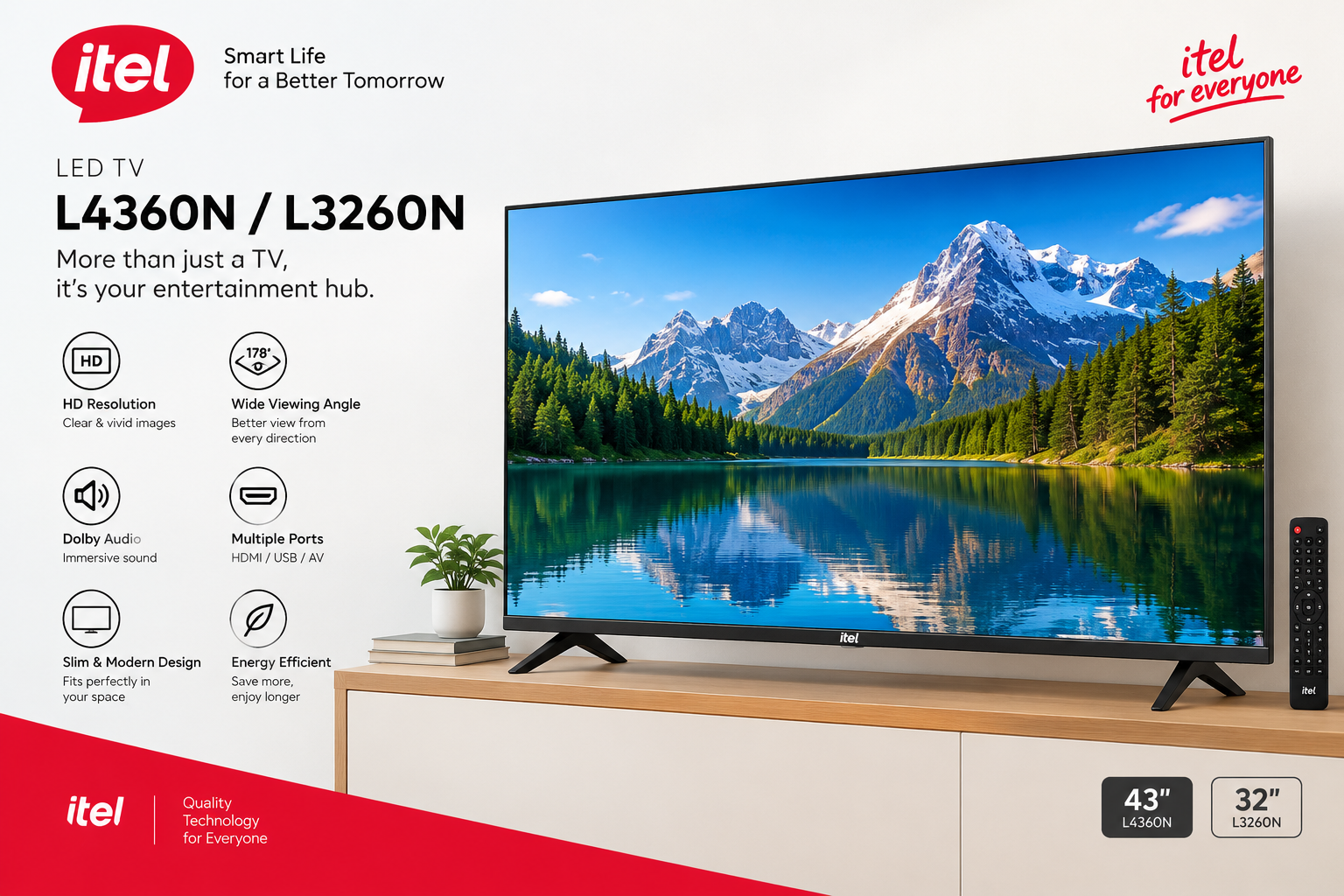 تلفزيون آيتل 32 بوصة إتش دي LED L3260N Apple — MRTECH المغرب